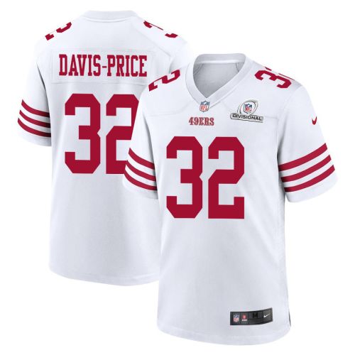 Tyrion Davis-Price 32 San Francisco 49ers 2024 Divisional Patch Game Men Jersey - White