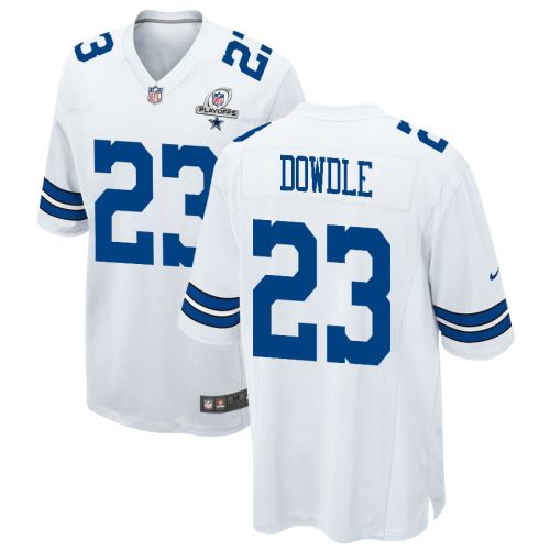 Rico Dowdle 23 Dallas Cowboys 2023 Playoffs Patch Game Men Jersey - White