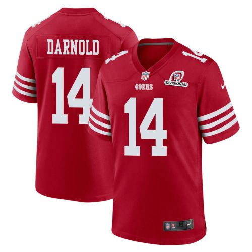 Sam Darnold 14 San Francisco 49ers 2024 Divisional Patch Game Men Jersey - Scarlet