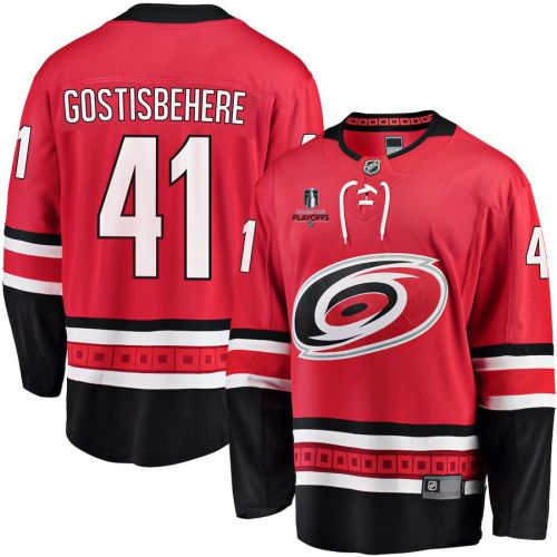 Shayne Gostisbehere 41 Carolina Hurricanes Stanley Cup 2023 Playoffs Patch Home Breakaway Men Jersey - Red