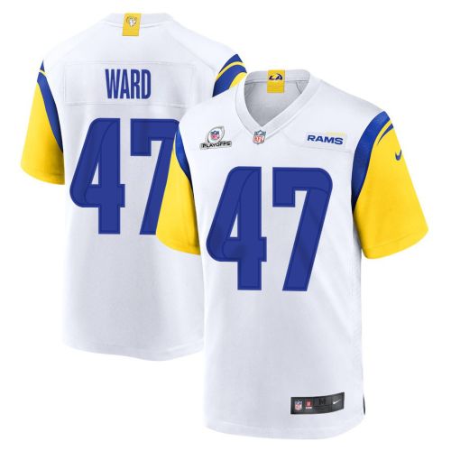 Alex Ward 47 Los Angeles Rams 2023 Playoffs Patch Game Men Jersey - White