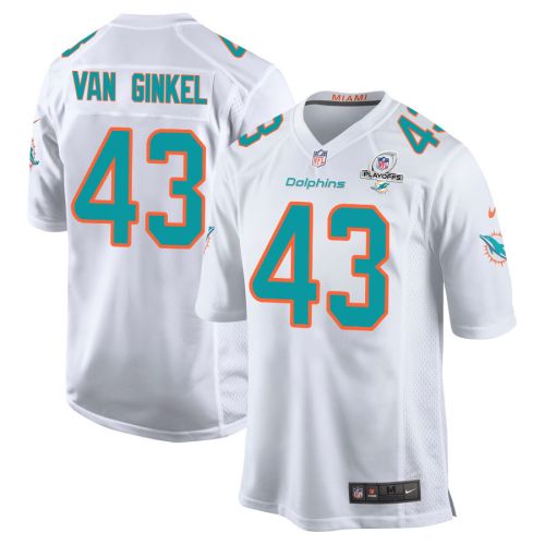 Andrew Van Ginkel 43 Miami Dolphins 2023 Playoffs Patch Game Men Jersey - White