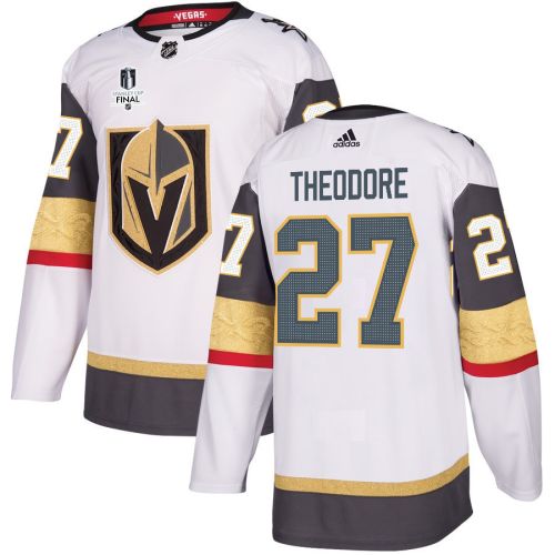 Shea Theodore 27 Vegas Golden Knights Stanley Cup 2023 Final Patch Away Breakaway Men Jersey - White