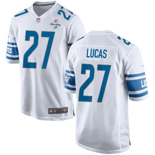 Chase Lucas 27 Detroit Lions 2023 Playoffs Patch Game Men Jersey - White