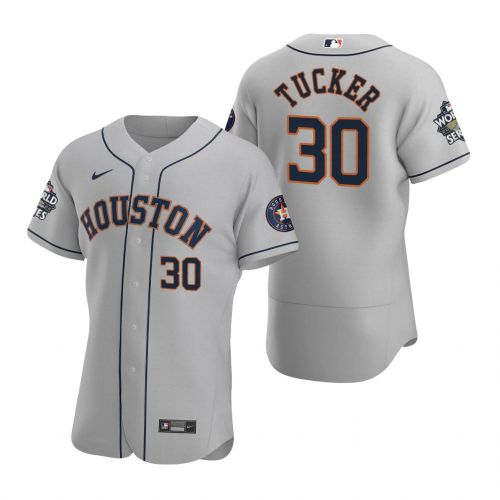 Houston Astros Kyle Tucker 30 Gray 2022-23 World Series Jersey