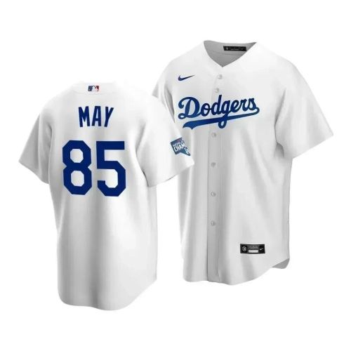 Men's Los Angeles Dodgers Dustin May 85 2020 World Series Champions White Home Jersey