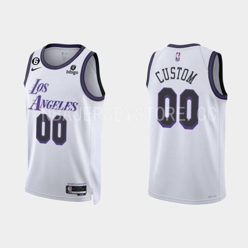 Los Angeles Lakers 00 Custom 2022-23 City Edition White Men Jersey