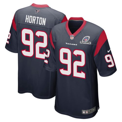 Dylan Horton 92 Houston Texans 2023 Playoffs Patch Game Men Jersey - Navy