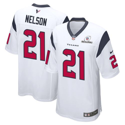 Steven Nelson 21 Houston Texans 2024 Divisional Patch Game Men Jersey - White