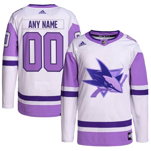 San Jose Sharks Hockey Fights Cancer Primegreen Custom Men Jersey - White/Purple