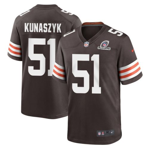 Jordan Kunaszyk 51 Cleveland Browns 2023 Playoffs Patch Game Men Jersey - Brown