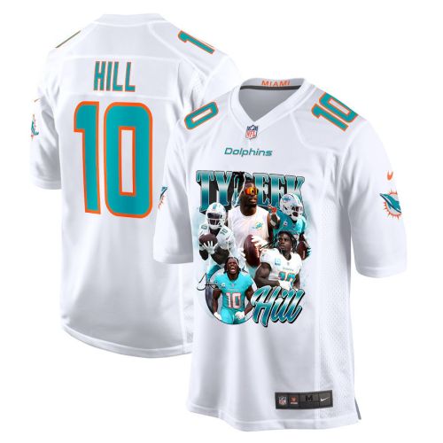 Tyreek Hill 10 Signed Miami Dolphins Cheetah Game Men Jersey - White