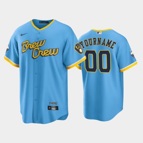 Men's Milwaukee Brewers 00 Custom 2022-23 City Connect Powder Blue Jersey