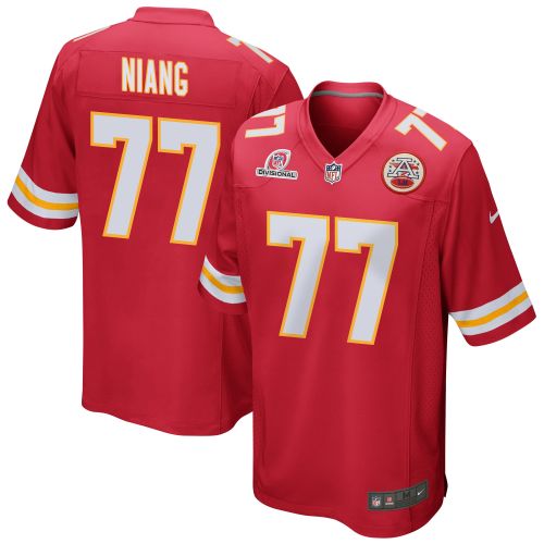 Lucas Niang 77 Kansas City Chiefs 2024 Divisional Patch Game Men Jersey - Red