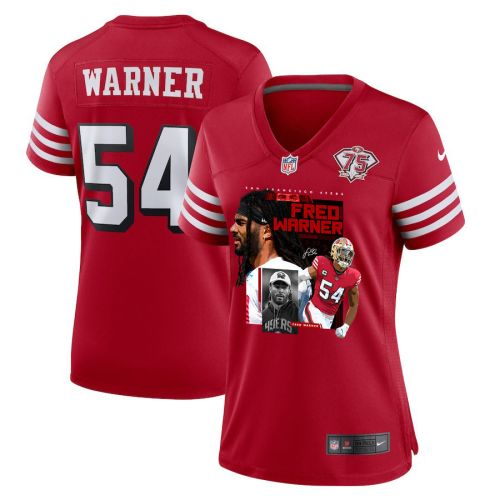 Fred Warner 54 San Francisco 49ers The Fredator Signed Women Game Jersey - Scarlet