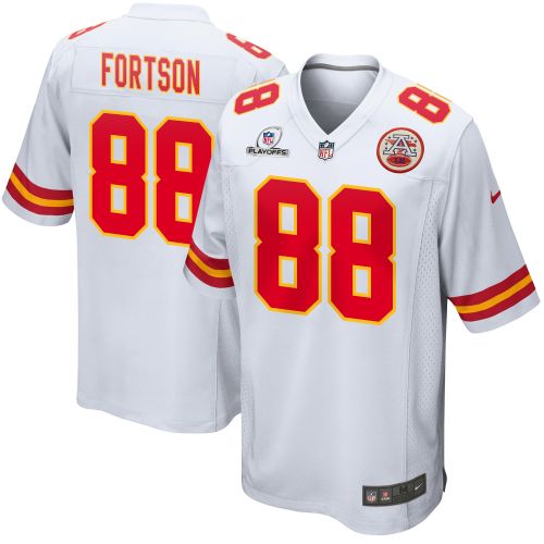 Jody Fortson 88 Kansas City Chiefs 2023 Playoffs Patch Game Men Jersey - White