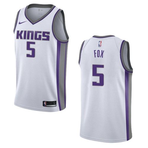 Men's Sacramento Kings 5 De'aaron Fox Association Swingman Jersey - White