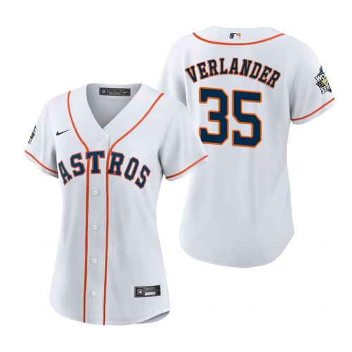 Women's Houston Astros Justin Verlander 35 White 2022-23 World Series Jersey