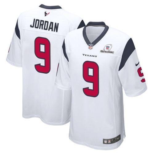 Brevin Jordan 9 Houston Texans 2024 Divisional Patch Game Men Jersey - White