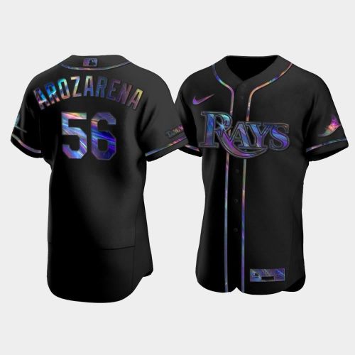 Men's Tampa Bay Rays Randy Arozarena 56 Black Holographic Golden Edition Jersey Jersey