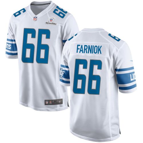 Matt Farniok 66 Detroit Lions 2024 Divisional Patch Game Men Jersey - White