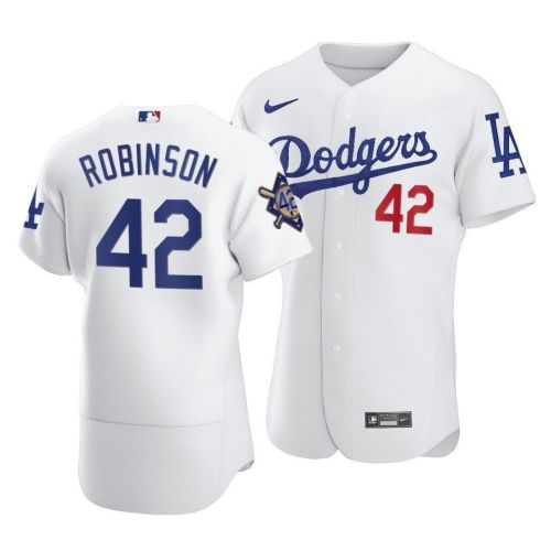 Men Los Angeles Dodgers Jackie Robinson 42 Jackie Robinson Day Home Jersey White