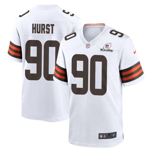 Maurice Hurst 90 Cleveland Browns 2023 Playoffs Patch Game Men Jersey - White