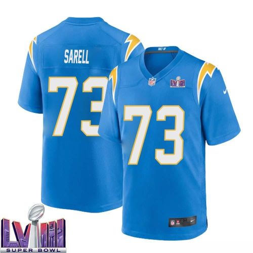 Foster Sarell 73 Los Angeles Chargers Super Bowl LVIII Men Home Game Jersey - Powder Blue