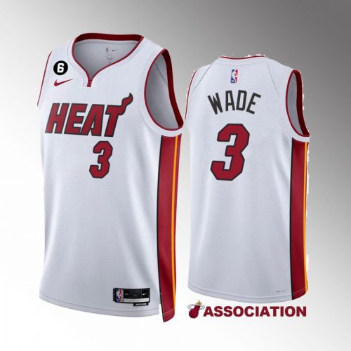 Dwyane Wade 3 Miami Heat White Association Edition 2022-23 Jersey NO.6 Patch