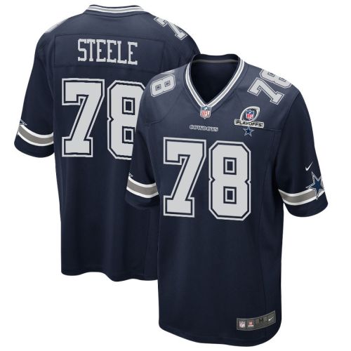 Terence Steele 78 Dallas Cowboys 2023 Playoffs Patch Game Men Jersey - Navy