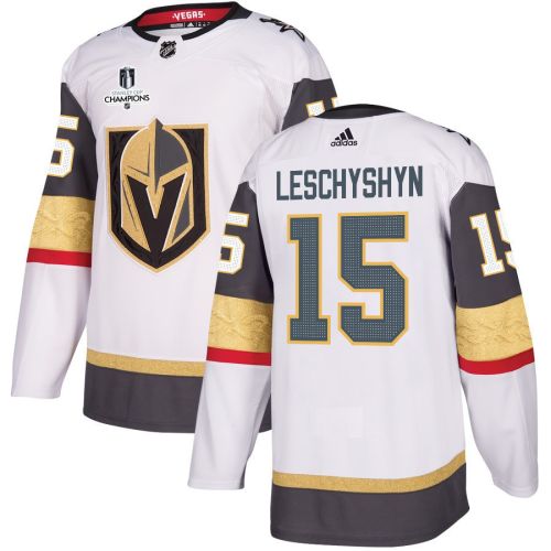 Jake Leschyshyn 15 Vegas Golden Knights Stanley Cup 2023 Champions Patch Away Breakaway Men Jersey - White