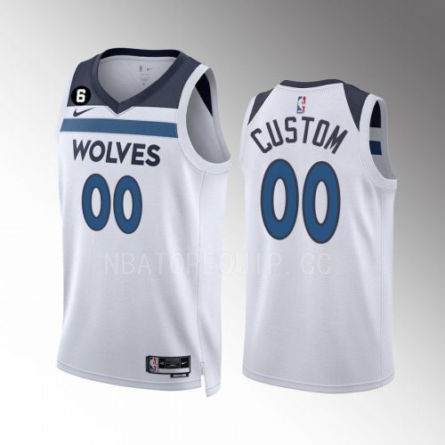 Custom 00 Minnesota Timberwolves 2022-23 Association Edition White Men Jersey Swingman