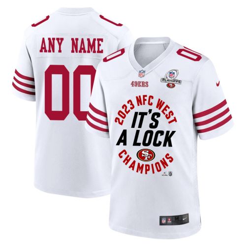 San Francisco 49ers 2023 NFC West Champions It's A Lock Game Men Custom Jersey - White