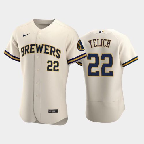 Milwaukee Brewers 22 Christian Yelich Home Team Cream Jersey Jersey