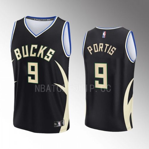 Milwaukee Bucks 9 Bobby Portis Statement Edition Men Jersey 2022-23 Fast Break Black