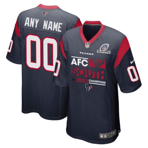 Houston Texans 2023 AFC South Division Champions Conquer Game Men Custom Jersey - Navy