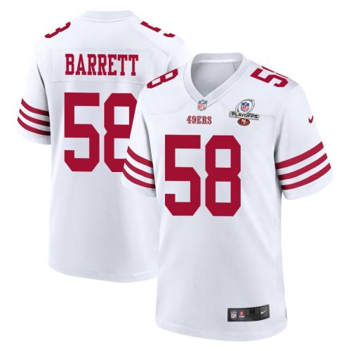 Alex Barrett 58 San Francisco 49ers 2023 Playoffs Patch Game Men Jersey - White