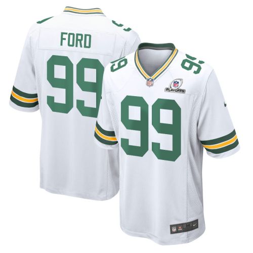 Jonathan Ford 99 Green Bay Packers 2023 Playoffs Patch Game Men Jersey - White