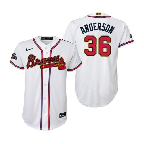 Youth Ian Anderson 36 Atlanta Braves White 2022-23 Gold Program Jersey