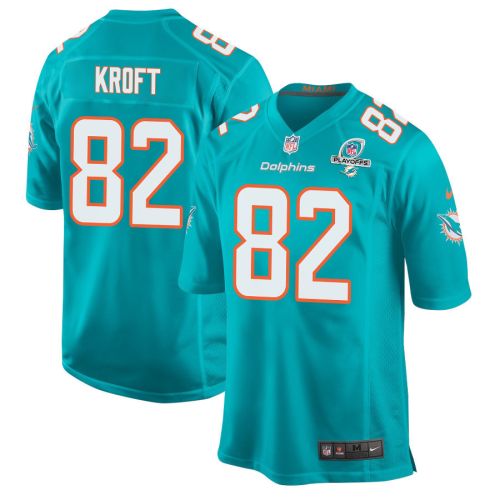 Tyler Kroft 82 Miami Dolphins 2023 Playoffs Patch Game Men Jersey - Aqua