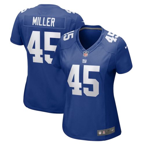 Dre Miller 45 New York Giants Women's Home Game Player Jersey - Royal