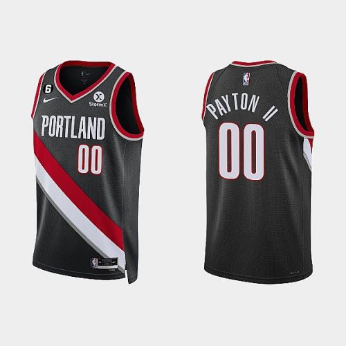 Portland Trail Blazers 00 Gary Payton II 2022-23 Icon Edition Black Men Jersey