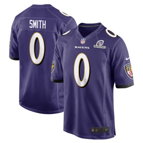 Roquan Smith 0 Baltimore Ravens 2024 Divisional Patch Game Men Jersey - Purple