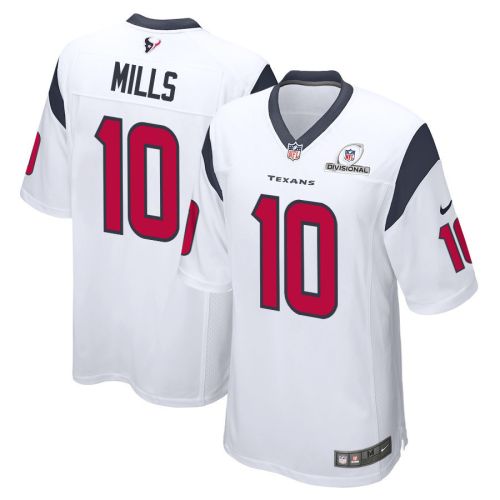 Davis Mills 10 Houston Texans 2024 Divisional Patch Game Men Jersey - White