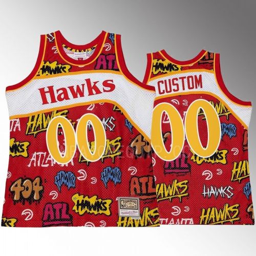 Atlanta Hawks Custom 00 Slap Sticker Red Retro Swingman Jersey