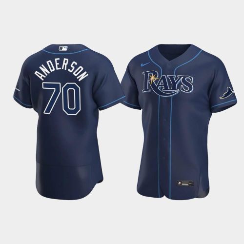 Men's Tampa Bay Rays 70 Nick Anderson Navy Alternate Jersey Jersey