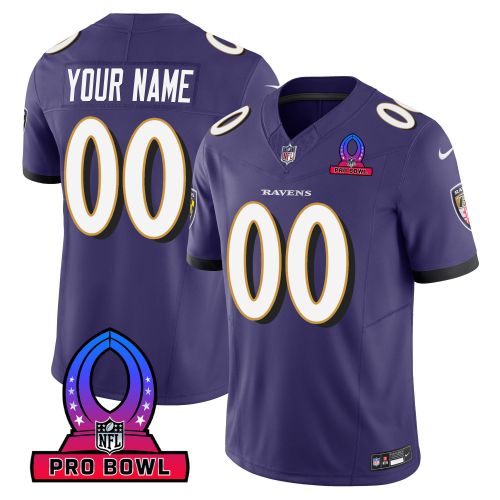 Baltimore Ravens 2024 Pro Bowl Patch Game Custom Men Jersey - Purple