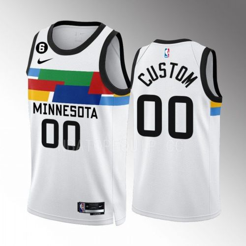 Custom 00 Minnesota Timberwolves City Edition White Men Jersey 2022-23 Swingman