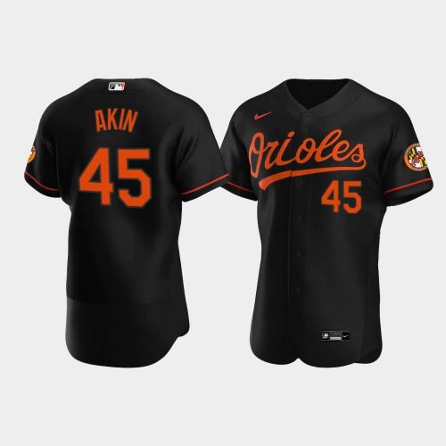 Men's Baltimore Orioles 45 Keegan Akin Black Alternate Jersey Jersey