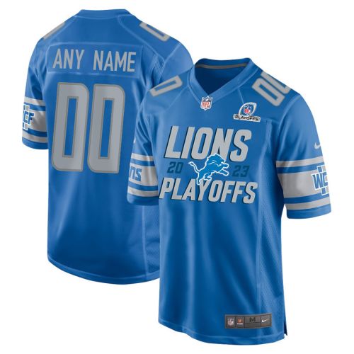 Detroit Lions 2023 Playoffs Iconic Game Men Custom Jersey - Blue